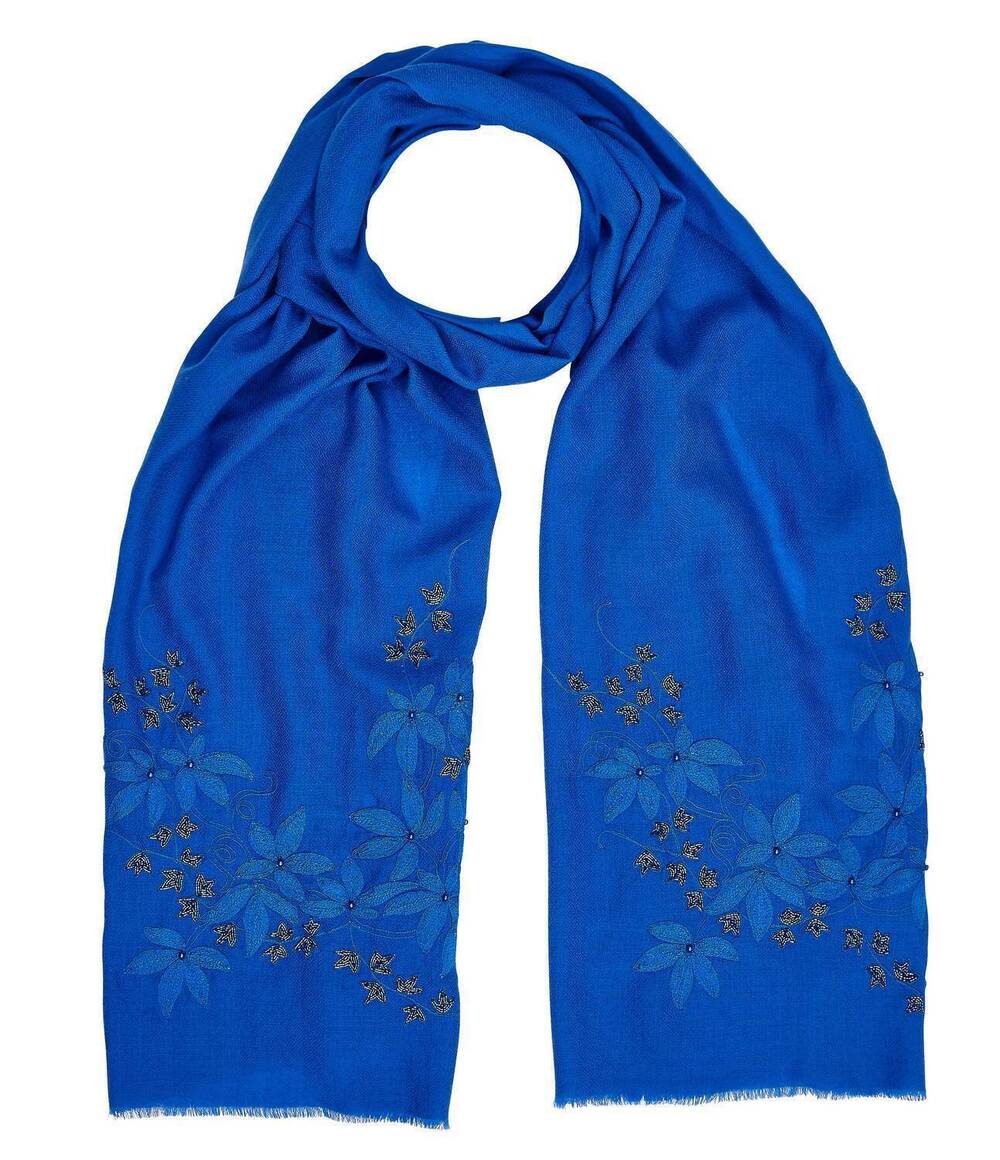 NEW JANAVI women's delicate flower scarf in royal blue